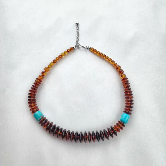 Jay King Mine Finds Amber Sterling Silver 925 Turquoise Necklace New 18" - Picture 2 of 8